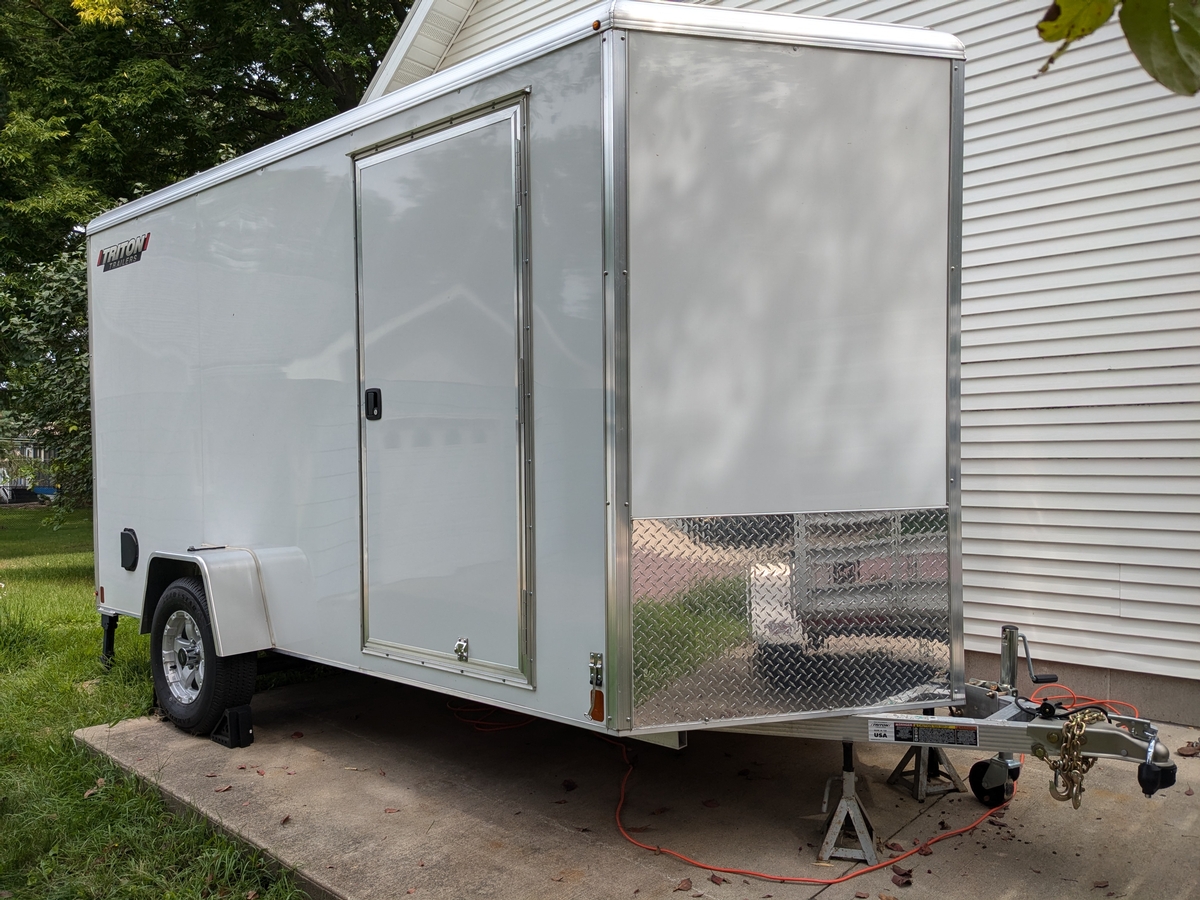 Exterior of prescribed burn trailer while being built.